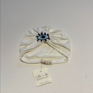 Kids Turban with Evil Eye Embroidery Baby Hat